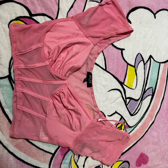 Rainbow Tops - Rainbow Pink Mesh Crop Top